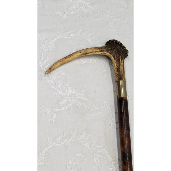 Unbranded Accessories - Vtg Antique Antler Stag Handle Knobby Walking Stick Cane Old 33.5 Black Forest